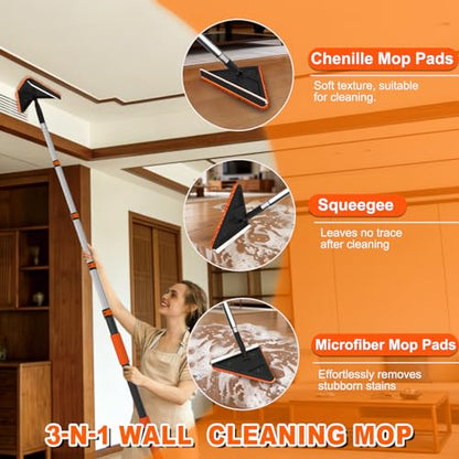 SISUPASSIE 20FT Duster Cleaner Kit, Dusters for Cleaning with Extension Pole, Baseboard & Wall and Window Cleaner Mop for Fan Blades, High Ceiling and Cobweb - size: 20FT