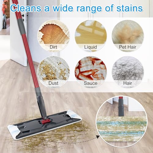 6 Pack Microfiber Replacement Mop Pads for O-Cedar H2prO Flat Mop System, Washable and Reusable Mop Pad Refills for O Cedar H2pro Flat Mop, Flat Mop Replace Heads for Wet Dry Floor Deep Clean - size: Flat mop pad-6pack