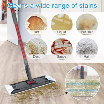 Mop Replacement Pads Compatible with O-Cedar H2prO Flat Mop System, 3 Pack Microfiber Mop Heads Replacements for Ocedar Flat Mop, Washable and Reusable Mop Pad Refills, Safe on Hard Floors - size: Flat mop pad-3pack