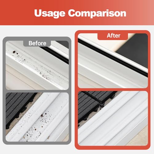 2 in 1 Groove Cleaning Brush Window Track Cleaning Tools, 2024 New Hard Bristle Crevice Cleaning Brush with Hidden Scraper, Shutter Door Window Track Kitchen Cleaning Brushes Kit (1, Orange) - color: Orange