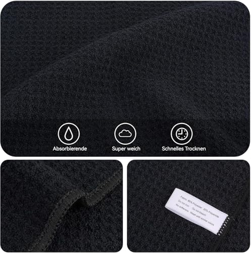 KinHwa Microfiber 6 Pack Dish Cloths Thick Waffle Weave Kitchen Dish Drying Towel Rags Super Absorbent Kitchen Tea Towels Sets 12inch x 12inch Black - color: Black, size: 12in x 12in 6 Pack
