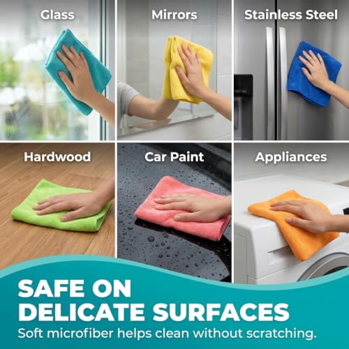 HELOMOR Large Microfiber Towels 6 Pack - 30"x18" Car Drying Towel - Extra Absorbent Cleaning Cloths for Floors, Kitchen and Windows - Lint-Free Detailing Cloths for Cars - size: Pack of 6