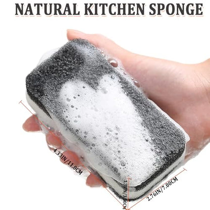 Taeku Natural Kitchen Sponge, 6 Pack Heavy Duty Scrub Cellulose Sponge Premium Multifunction Eco Friendly Cleaning Sponges for Dishes (Black) - color: Black