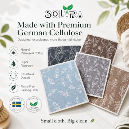 10 PCS Leaf Print Swedish Dishcloths for Kitchen 100% Biodegradable, Reusable Cellulose Sponge Cloths Ultra Absorbent, Eco Friendly Cleaning Towels Dishcloths for Washing Dishes & General Cleaning - color: 10 Pcs-leaf Print