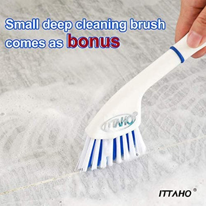 Floor Scrub Brush - 2 in 1 Deck Scrub Brush with Long Handle for Tile, Deck, Patio, Marble, Garage, Wall, Kitchen, Bathroom - size: 12"