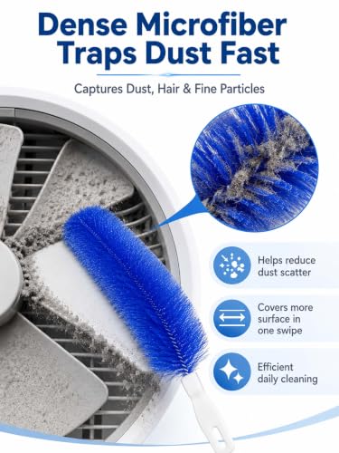 Fan Cleaning Brush, Bendable Microfiber Head Reusable Dust Remover, 2026 Upgrade Fan Cleaner Tool for Electric Fans, Air Conditioner, Home & Car Vents, Curtains Cleaning (1, Blue) - color: Blue