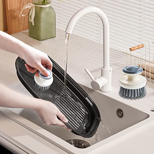 Dish Scrub Brush,Ergonomic Grip Palm Brush,Kitchen Scrub Brushes for Cleaning, Dish Scrubber with Stiff Bristles for Sink, Pots, Pans (2P Grey) - color: 2p Grey