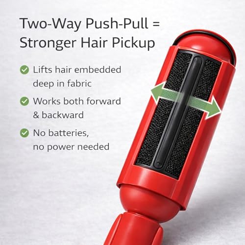 Pet Hair Remover Roller- Pet Hair Removal Tool with Strong Grip for Effortless Cleaning- Pet Hair Roller Lifts Fur from Clothes, Furniture & Car- Keep Your Home Fur-Free with Easy Cat Hair Lint Roller - color: Red/Black