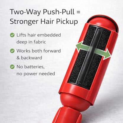 Pet Hair Remover Roller- Pet Hair Removal Tool with Strong Grip for Effortless Cleaning- Pet Hair Roller Lifts Fur from Clothes, Furniture & Car- Keep Your Home Fur-Free with Easy Cat Hair Lint Roller - color: Red/Black