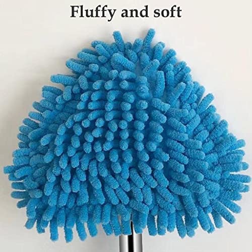 Triangle Mop with Long Handle, Microfiber Flat Floor mop Rotatable Cleaning Brush Glass Wiper Window Cleaner Floor Cleaning Car Glass Cleaning Scraper Dust Mop (Pack of 1) (Triangle Mop) - color: Triangle Mop