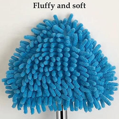 Triangle Mop with Long Handle, Microfiber Flat Floor mop Rotatable Cleaning Brush Glass Wiper Window Cleaner Floor Cleaning Car Glass Cleaning Scraper Dust Mop (Pack of 1) (Triangle Mop) - color: Triangle Mop