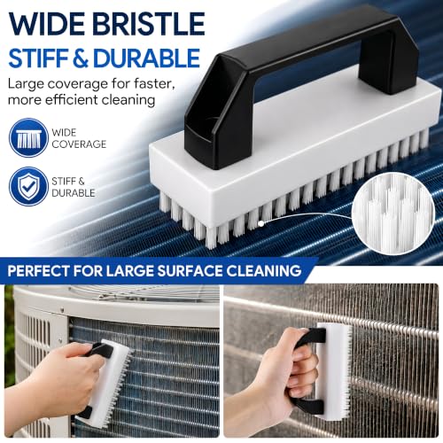 Enhon 4 PCS AC Fin Comb Straightener & AC Coil Cleaner Brush Kit, Double-Sided Coil Brush, Stiff Bristle Cleaner, Straightening Air Conditioner Fins, Condenser, Evaporator, HVAC and Refrigerator Coils