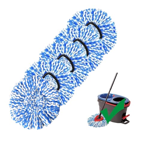 5 Pack O-Cedar Spin Mop Head Replacements, 100% Microfiber, Compatible with RinseClean 2-Tank System, Machine Washable, Easy to Replace and Highly Absorbent for Floor Cleaning - size: 5 Count