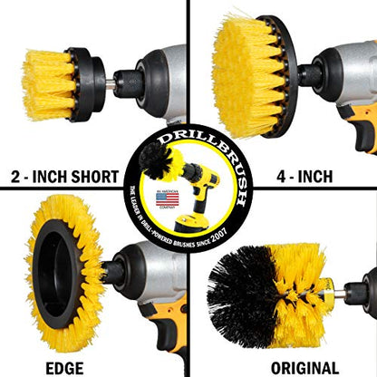 Yellow Drill Brush Attachments for Cleaning Shower, Grout, Bathroom - Grout Cleaner Drillbrush Kit - Rotary Scrub Brush Tile Cleaner Drill Attachment for Crevice Cleaning - Bathroom Tile Scrubber Set - color: Yellow