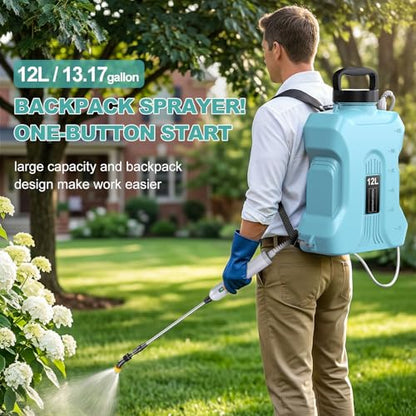 Tarden 3.5 Gallon Battery Powered Backpack Sprayer - Electric Garden Sprayer with USB Rechargeable Handle, Telescopic Wand & 5 Nozzles for Lawn Care 12L - size: 3.5 Gallon