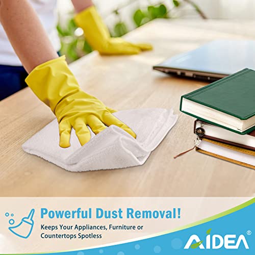 AIDEA Microfiber Cleaning Cloth White 50PK, Cleaning Rags, Lint Free Microfiber Towels, Kitchen Towels Dusting Cloth, Wash Cloths, Dish Rags White, 12"x 12" - color: White, size: 12 in. x 12 in.