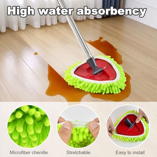 Mop Heads Replacement for Ocedar, Mop Replace Head for Ocedar EasyWring 1 Tank, Microfiber Spin Mop Refills, Include 4 Spin Mop Replacement Head Deep Cleaning Machine Washable with 2 Scrubber Mop Head - color: White&green