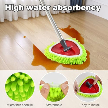 Mop Heads Replacement for Ocedar, Mop Replace Head for Ocedar EasyWring 1 Tank, Microfiber Spin Mop Refills, Include 4 Spin Mop Replacement Head Deep Cleaning Machine Washable with 2 Scrubber Mop Head - color: White&green
