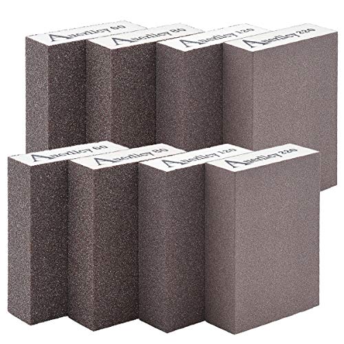 Sanding Sponge,Auerllcy Coarse/Medium/Fine/Superfine 8PCS 4 Different Specifications Sanding Blocks Assortment,Washable and Reusable. - style: 8PCS-M