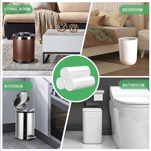 Small Trash Bags 2.6 Gallon-108 Count Leakage-Proof Strong, Small Mini Garbage Bags for Bathroom, Bedroom, Office, White Small Trash Can Liners - style: 2.6 Gallon