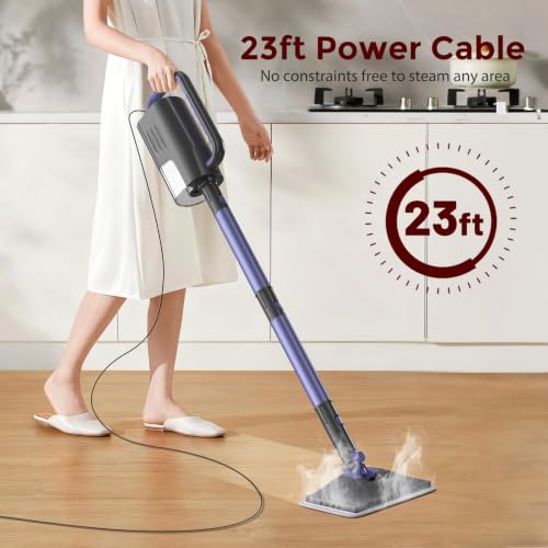 6-in-1 Steam Mop with Detachable Handheld Steamer Professional Steam Mop for Floor Cleaning, Sanitizing Steam Cleaner with Hot Vapor Technology purple