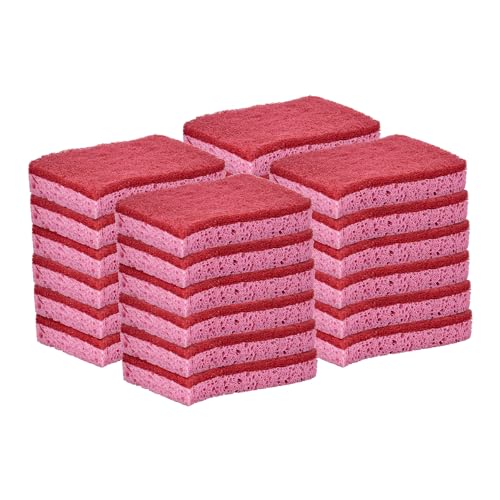 Kitchen Sponges for Washing Dishes, Non-Scratch Cellulose Dish Scrub Sponges, Cleaning Sponges for Household Use, Safe Cleaning Products, Kitchen Sponges Pack of 24, by Superio - color: Red, size: 24-pack