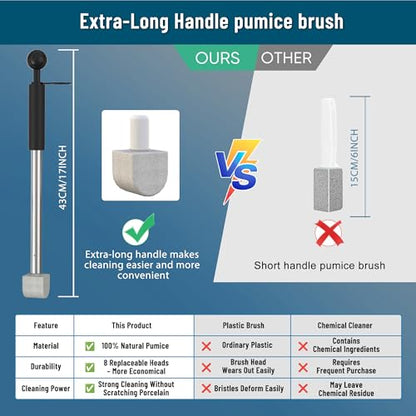 Pumice Stone Toilet Bowl Cleaner,16.7Inch Toilet Pumice Stone with Handle Cleans Hard Water Ring Calcium Buildup&Stains for Toilet Bath Kitchen Household Cleaning (Black) - color: Black