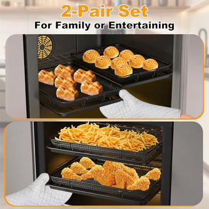 DONGULI Air Fryer Basket Oven - 2 Set Large Air Fryer Basket and Tray Stainless Steel Oven Air Fryer Rack Pan Accessories for Baking (L-2 Pack-Black-15.7"x11.8") - size: L-2 Pack Black-15.4"x11.2"15.4"x11.2"