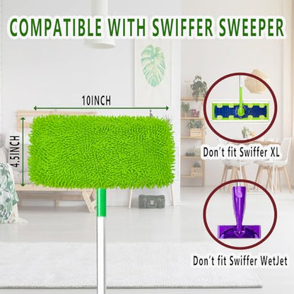 8PCS Reusable Microfiber Mop Pads Washable Wet Pads Compatible with Swiffer Sweeper Refills Pads for Wet & Dry Sweeping Cloths Mop Head Replacement for Household Cleaning - size: Green 8PCS