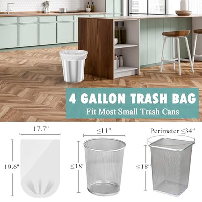 Small Trash Bags 4 Gallon - 105 Count 4 Gallon Trash Bag, Unscented Small Garbage Bags Bathroom Trash Bags, White 4 Gal Small Trash Can Liners - style: 4 Gallon-105 Count