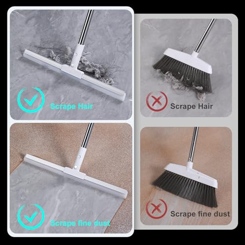 Rubber Squeegee Broom for Floor,62" Long Handle Window Squeegee, Silicone Pet Hair Remover,Magic Squeegee Broom for Indoor Cleaning,Cleans Glass, Hair, fine dust, Liquids, Suitable Smooth Floors, Rugs - size: Large (1 in 1)