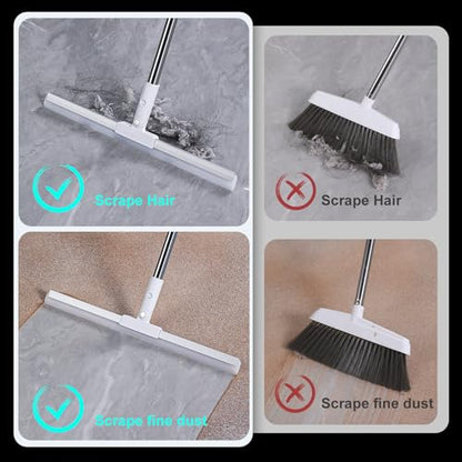 Rubber Squeegee Broom for Floor,62" Long Handle Window Squeegee, Silicone Pet Hair Remover,Magic Squeegee Broom for Indoor Cleaning,Cleans Glass, Hair, fine dust, Liquids, Suitable Smooth Floors, Rugs - size: Large (1 in 1)
