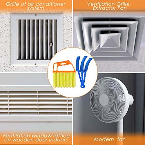 4 Pcs Window Venetian Blind Cleaner Duster Tool 7 Finger Blind Rush and Shutter Cleaner Brush Hand-held Window Shutter Air Conditioner Duster for Dirt(Orange, Blue, Red) - color: Orange, Blue