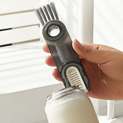 3-in-1 Lid Gap Cleaning Brush Multi-Functional Tool with Silicone Cup Holder Brush for Travel Mugs, Bottle Lids, Cups, Gray - color: Gray