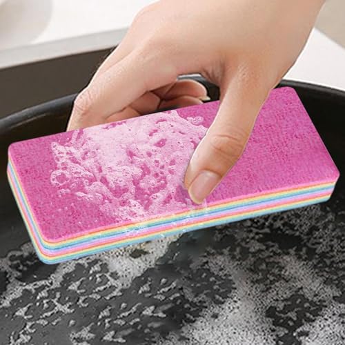 Multi-Layer Sponge Cloth, Microfiber Material, Pink, Peelable Sponge, Absorbent Scrubber, Compact Design, for Kitchen Bowl Dish Pot Household Bathroom Window - color: 17×7×2.2cm