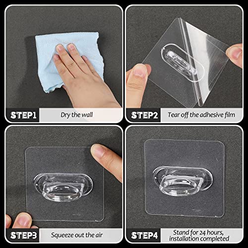 Bucherry 14 Pcs Spray Bottle Holder Spray Bottle Hanger Adhesive Clear Hooks Shower Curtain Rod Holder Wall Mount Utility Hooks Decorative Shower Curtain for Kitchen Home Bathroom Accessories