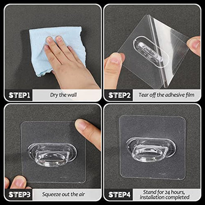 Bucherry 14 Pcs Spray Bottle Holder Spray Bottle Hanger Adhesive Clear Hooks Shower Curtain Rod Holder Wall Mount Utility Hooks Decorative Shower Curtain for Kitchen Home Bathroom Accessories