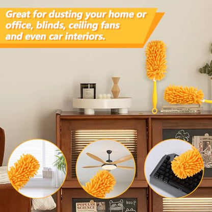 Reusable Duster Refill Compatible with Swiffer Duster Kit - Pet Heavy Duty Duster Refills Fit for Swiffer Extended Handle Duster - Microfiber 360 Duster Refills for Dusting Cleaning, 6 Pack - color: 6 Pack(orange)
