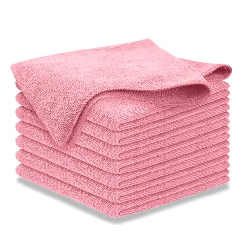 USANOOKS Microfiber Cleaning Cloth Light Pink - 8 Pcs 12.5"x12.5" - High Performance - 1200 Washes, Ultra Absorbent Towels Weave Grime & Liquid for Streak-Free Mirror Shine - Car Washing Cloth - color: Light Pink, size: Pack of 8