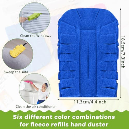 Zubebe 6 Pcs Duster Refill Reusable Fleece Duster Refills Feather Flat Dusters Multi Surface Washable Cleaning Pads Tools for Home, Blinds, Car, Pet, Furniture, Fans (Bright Color) - color: Bright Color