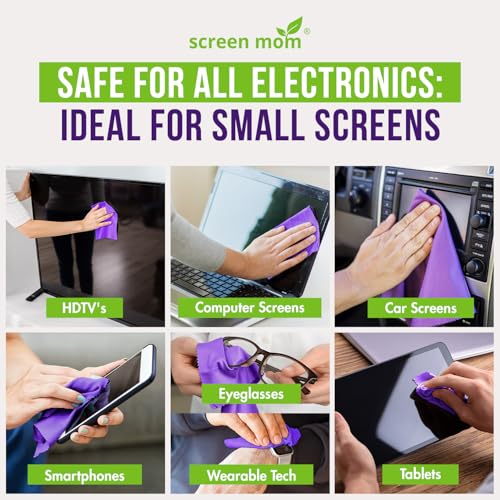 Screen Cleaner Spray and Microfiber Cloths 3-Pack (3x1oz) by Screen Mom-Screen Cleaner Spray and Wipe for TV, Computer, Phone, iPad, Car Screen Cleaning Kit Electronic Cleaner Spray - size: 1oz Pack of 3