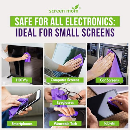 Screen Cleaner Spray and Microfiber Cloths 3-Pack (3x1oz) by Screen Mom-Screen Cleaner Spray and Wipe for TV, Computer, Phone, iPad, Car Screen Cleaning Kit Electronic Cleaner Spray - size: 1oz Pack of 3