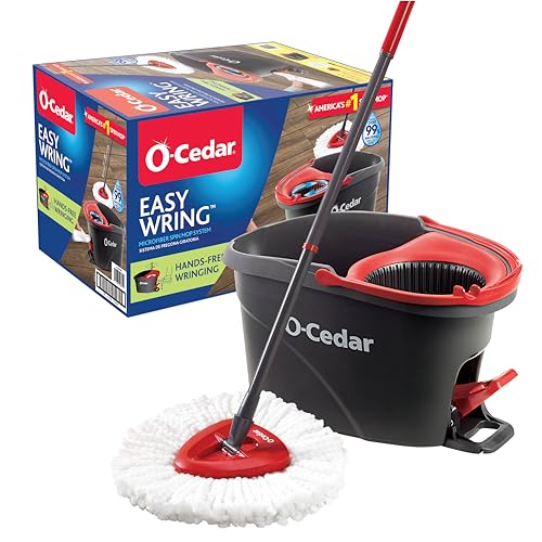 O-Cedar EasyWring Microfiber Spin Mop, Bucket Floor Cleaning System, Red, Gray, Standard - color: #1 Easywring System