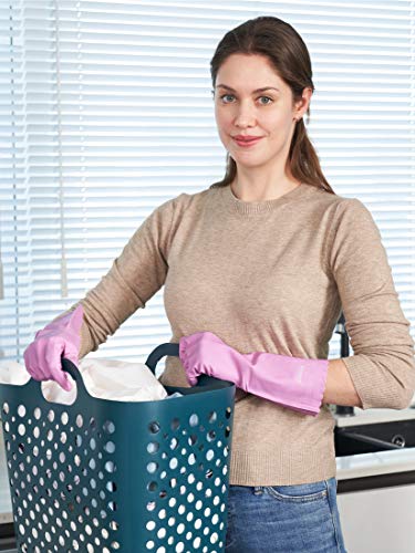LANON wahoo Skin-Friendly Cleaning Gloves, Dishwashing Kitchen Gloves with Cotton Flocked Liner, Reusable, Non-Slip, Mauve Mist, Small - color: Mauve Mist, size: Small (Pack of 1)