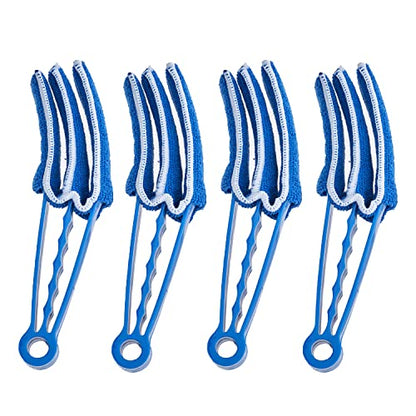 Blind Cleaner Duster Tool, Fan Blade Cleaner, Air Duct Cleaning Tools, Blue Window Blinds Cleaner with Microfiber Sleeve for Fans, Window Blinds, Vents, Shutters…(4 Pack -Superio) - size: 4