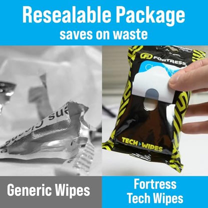 Fortress Electronic Wipes (25 ct.) To-Go Tech Wipes for Screens, Phones, Keyboards, TV Monitors, Computer Screens [Travel Size] Skin-Safe - style: No Microfiber Cloth