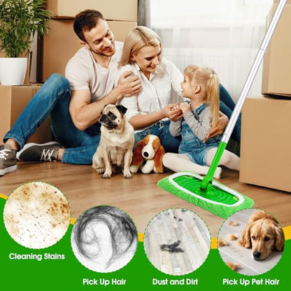 12Pcs Reusable Microfiber Mop Pads Compatible with Sweeper Mops,Dry Sweeping Cloths & Wet Mopping Pads Refills,Washable Mop Pads for Floor Cleaning - color: Green-12 Pack