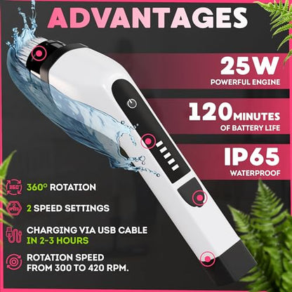 7-in-1 Electric Bathroom Scrubbing Brush, 2500 mAh. Telescopic Bathtub Scrubber with Long Handle. Powerful Electric Bathtub Scrubber. Portable Power Brush for Cleaning Bathroom, Kitchen, Car - size: 1 Pack