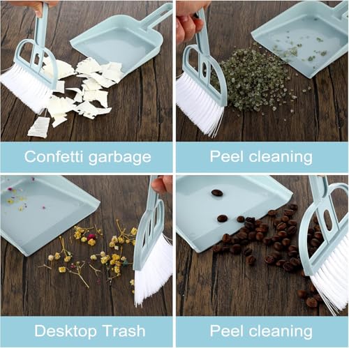 Mini Dustpan and Brush Set, 2 in 1 Portable Small Desk Sweeping Broom, Compact Tabletop Cleaner for Desktop, Keyboard, Sofa, Pet Hair, Crumbs Home Office Cleaning