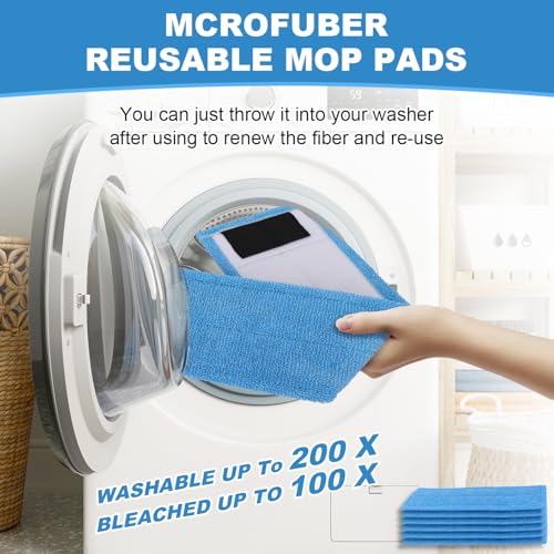 Replacement Flat Mop Pads Fit for Rubbermaid Commercial 18 Inch Adaptable Mops - 6 Pack Wet & Dry Microfiber Professional Cleaners Reusable Refills for Light-Duty Floor Cleaning- Blue